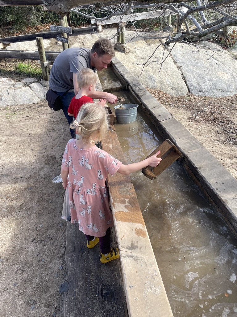 Kids sluicing for gems at Julian Mining Company