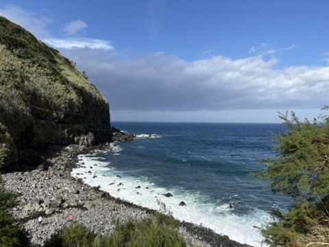 Rocky cove and coastline viewpoint near Porto Formoso, Azores