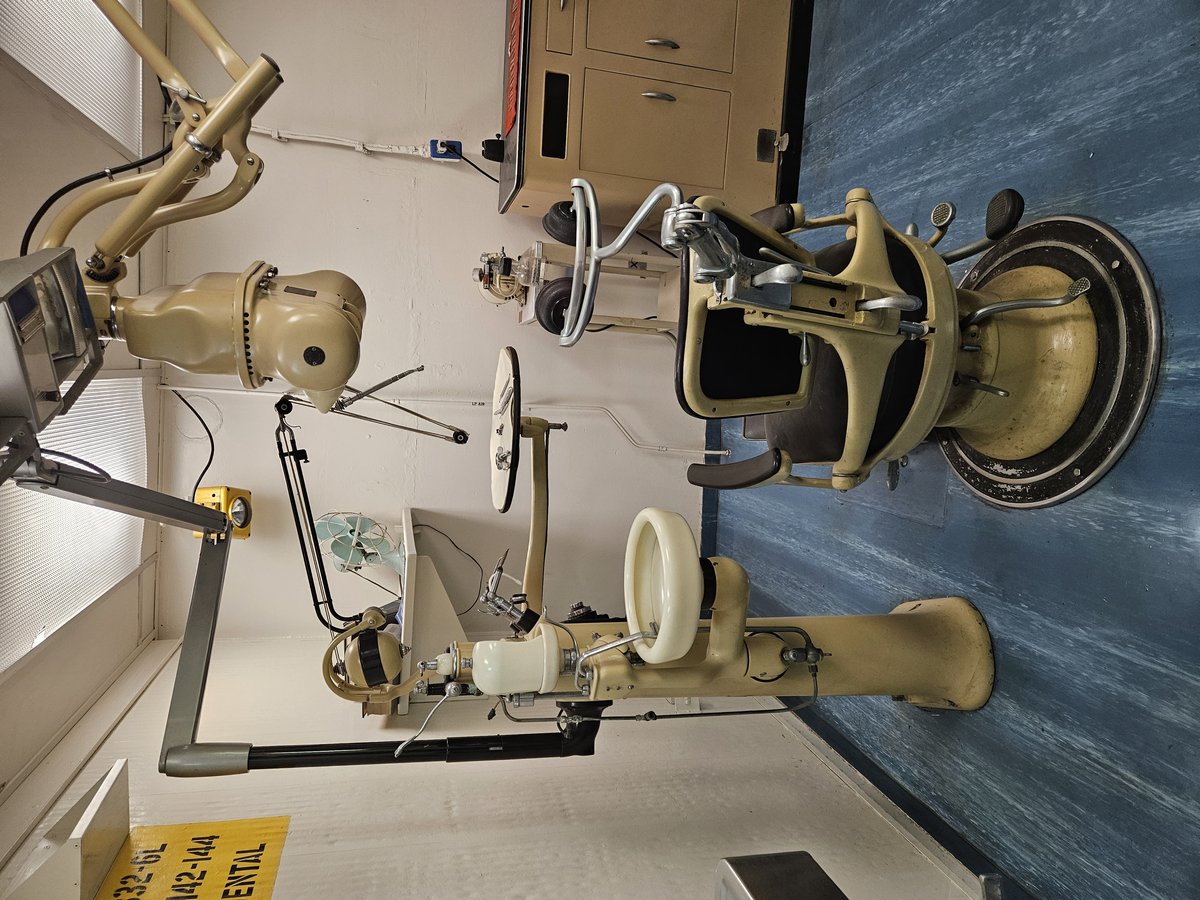 Historic dental equipment in the dental laboratory aboard USS Midway, preserved as it would have looked when the ship was active